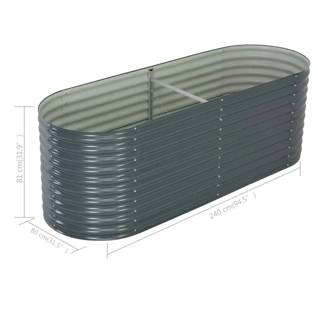 Garden Raised Bed 240x80x81 cm Galvanised Steel Grey 45523