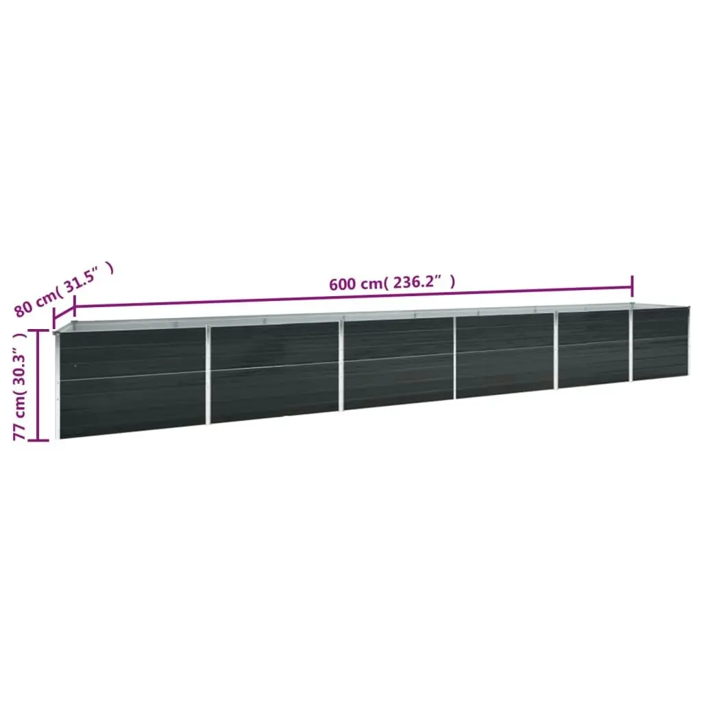 Garden Raised Bed Galvanised Steel 600x80x77 cm Anthracite 317319