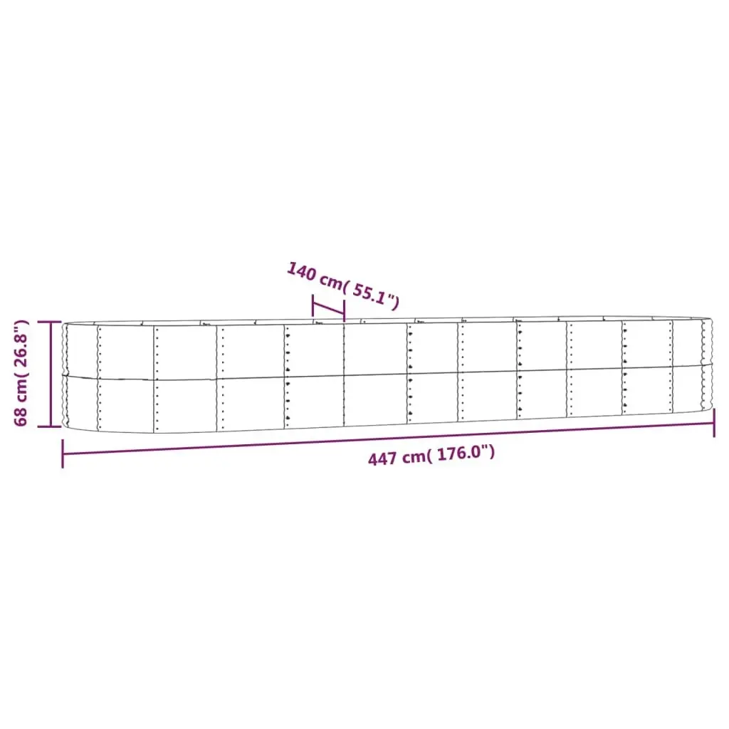 Garden Raised Bed Grey 447x140x68 cm Powder-Coated Steel 319109