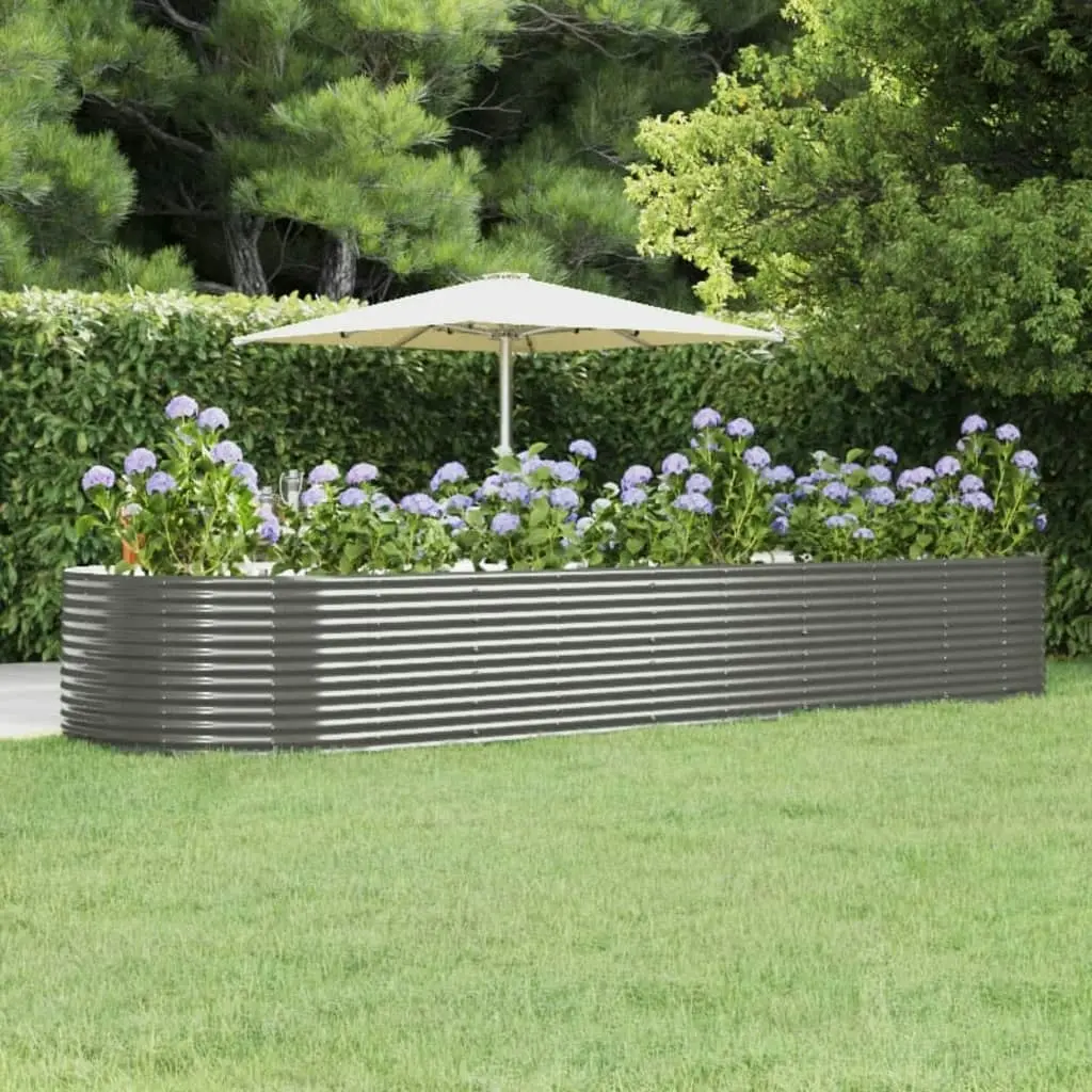 Garden Raised Bed Grey 447x140x68 cm Powder-Coated Steel 319109