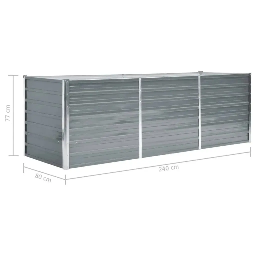 Garden Raised Bed Galvanised Steel 240x80x77 cm Grey 44840