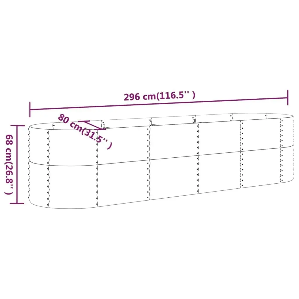 Garden Raised Bed Powder-Coated Steel 296x80x68 cm Grey 318959