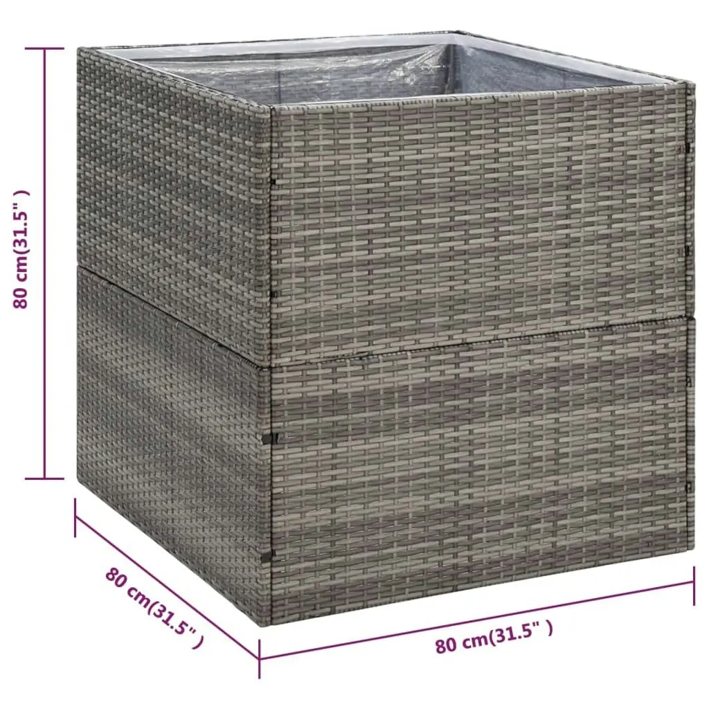 Garden Planter Grey 80x80x80 cm Poly Rattan 319177