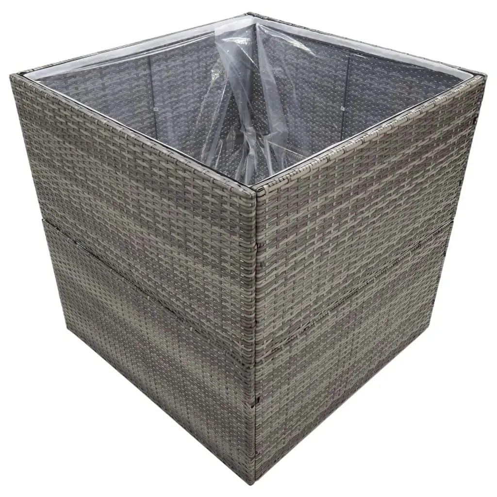 Garden Planter Grey 80x80x80 cm Poly Rattan 319177