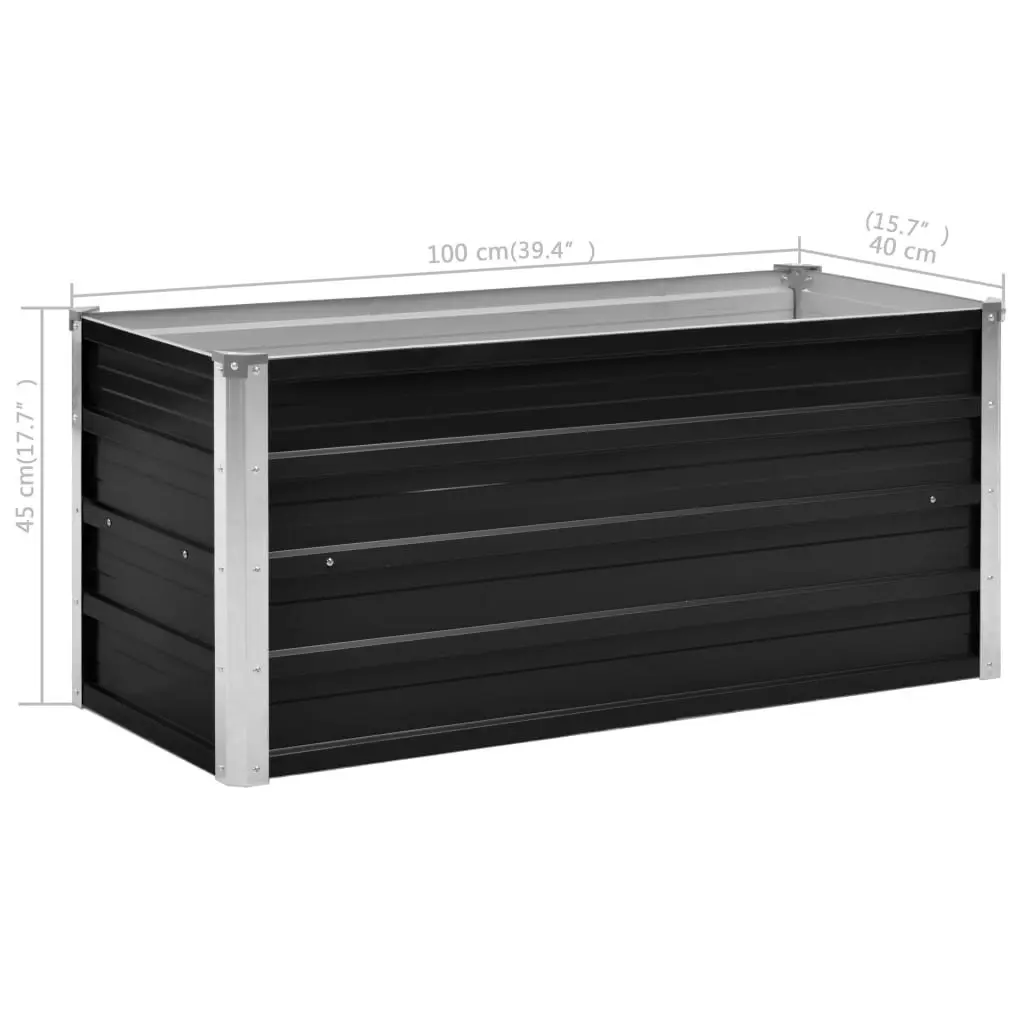 Garden Raised Bed Anthracite 100x40x45 cm Galvanised Steel 45733