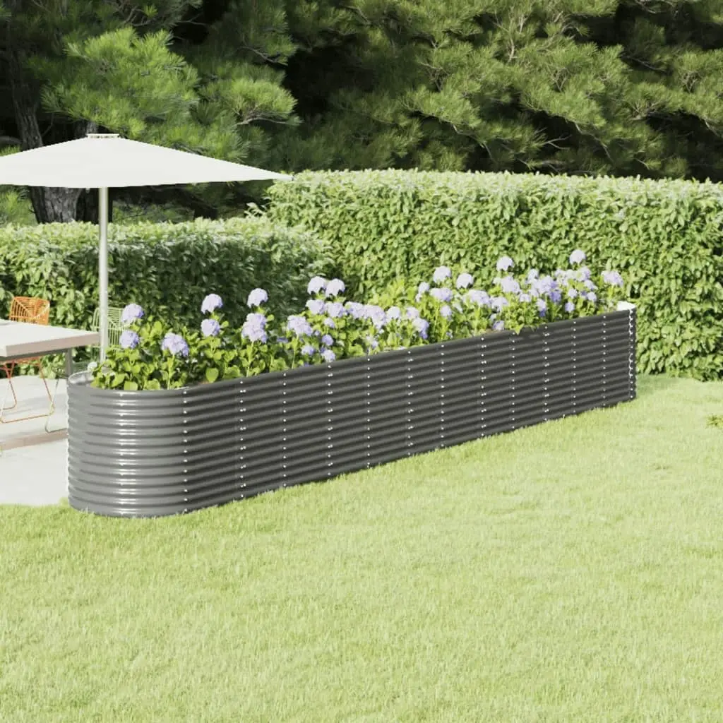 Garden Raised Bed Powder-Coated Steel 512x80x68 cm Grey 318974