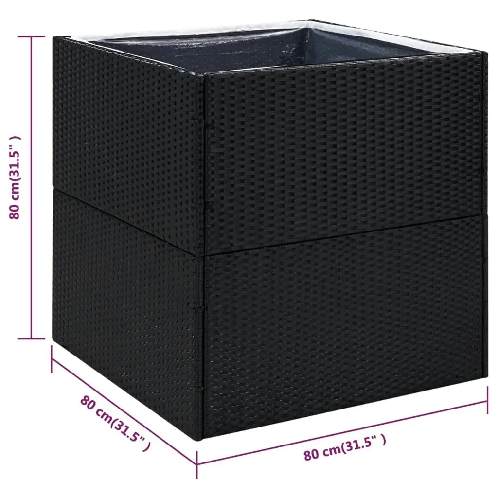 Garden Planter Black 80x80x80 cm Poly Rattan 319173