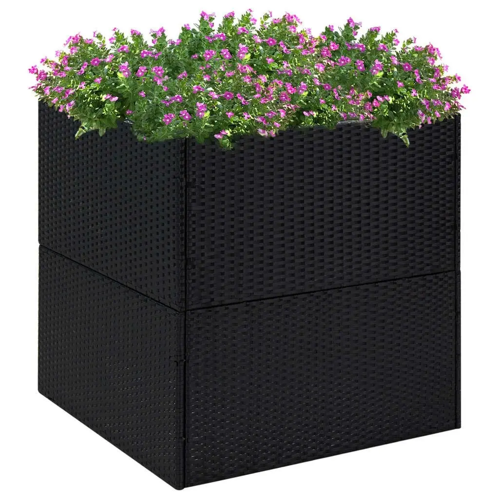 Garden Planter Black 80x80x80 cm Poly Rattan 319173