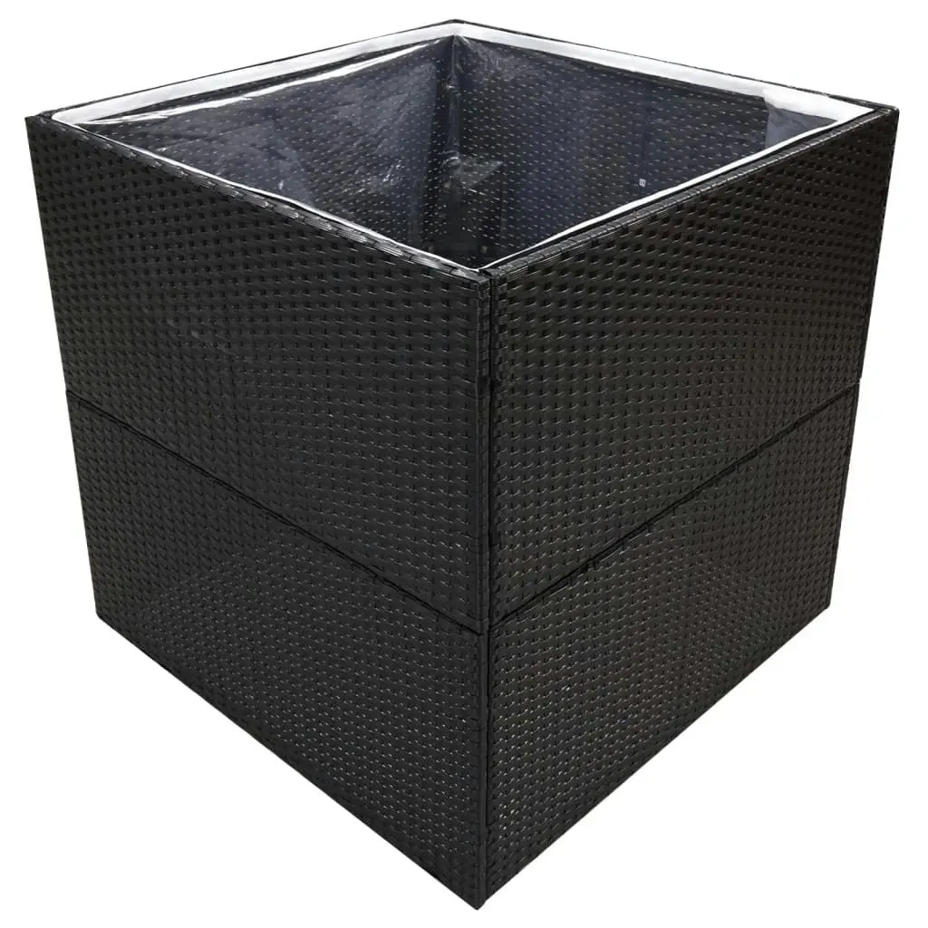 Garden Planter Black 80x80x80 cm Poly Rattan 319173