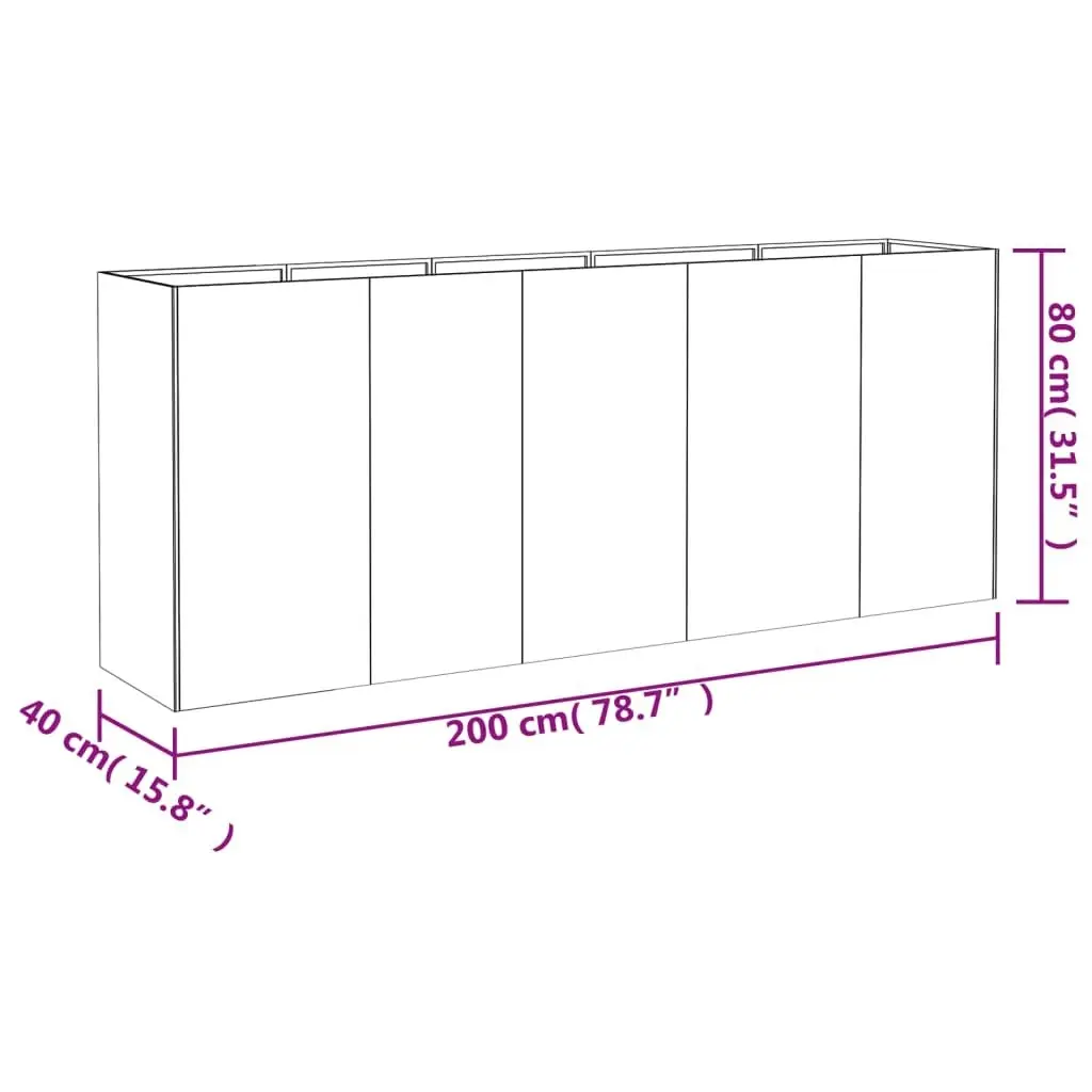 Garden Raised Bed 200x40x80 cm Corten Steel 824527