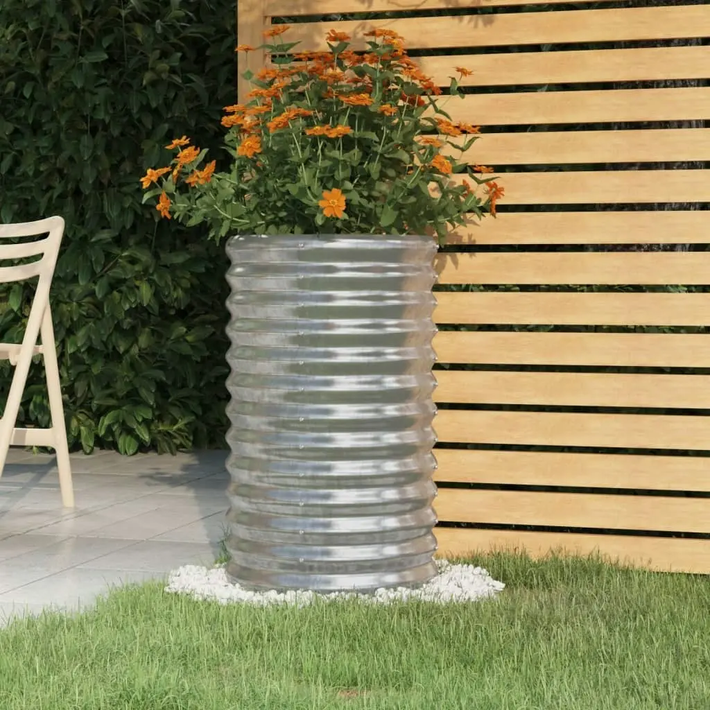 Garden Planter Powder-coated Steel 40x40x68 cm Silver 318852