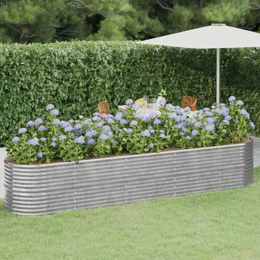 Garden Raised Bed Powder-Coated Steel 368x80x68 cm Silver 318967