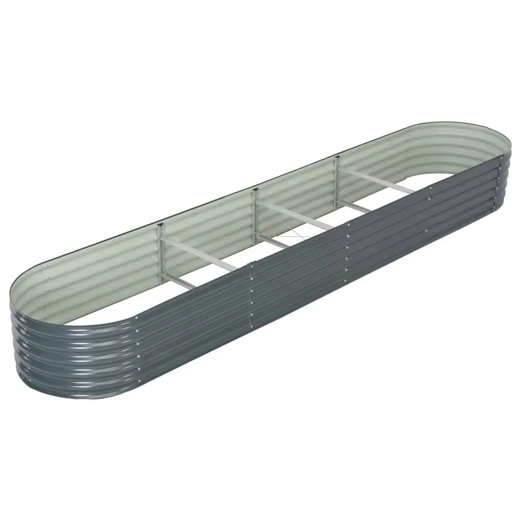 Garden Raised Bed 400x80x44 cm Galvanised Steel Grey 45526