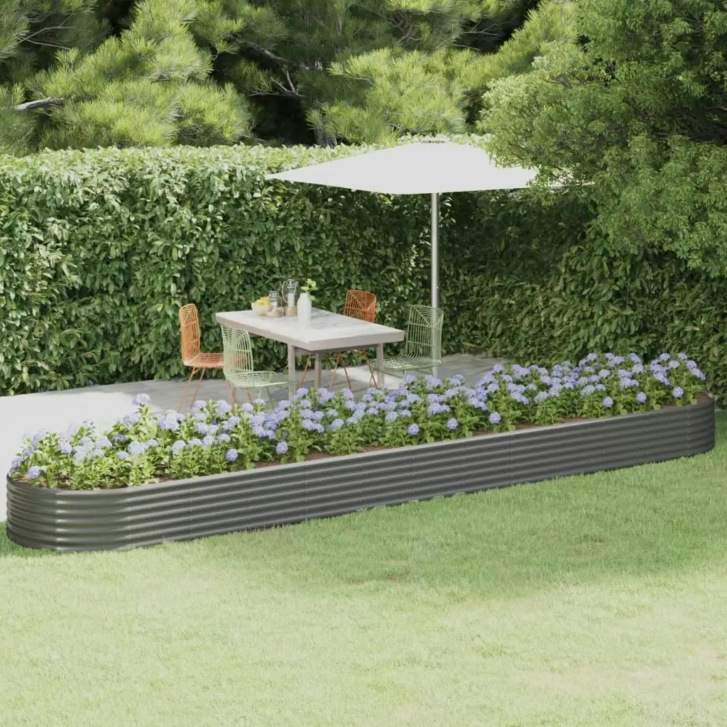 Garden Raised Bed Powder-Coated Steel 507x100x36 cm Grey 319009