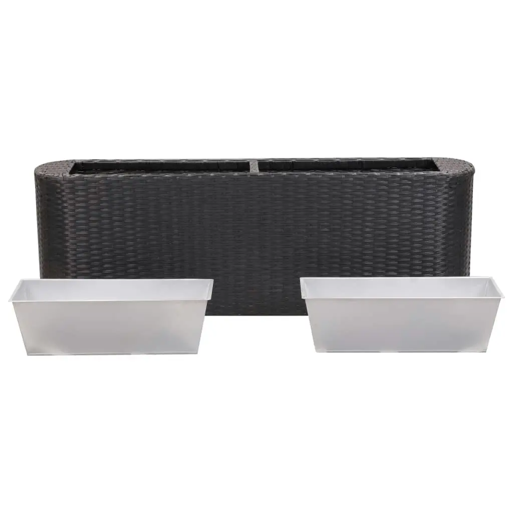 Garden Raised Bed 120x24x40 cm Poly Rattan Black 46952