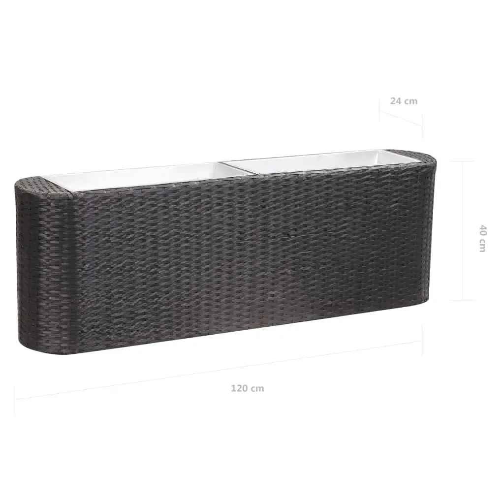 Garden Raised Bed 120x24x40 cm Poly Rattan Black 46952