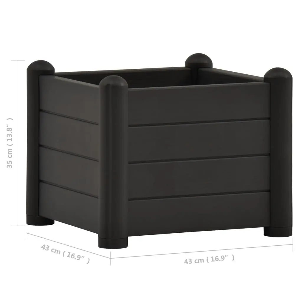 Garden Raised Bed PP Anthracite 43x43x35 cm 313973