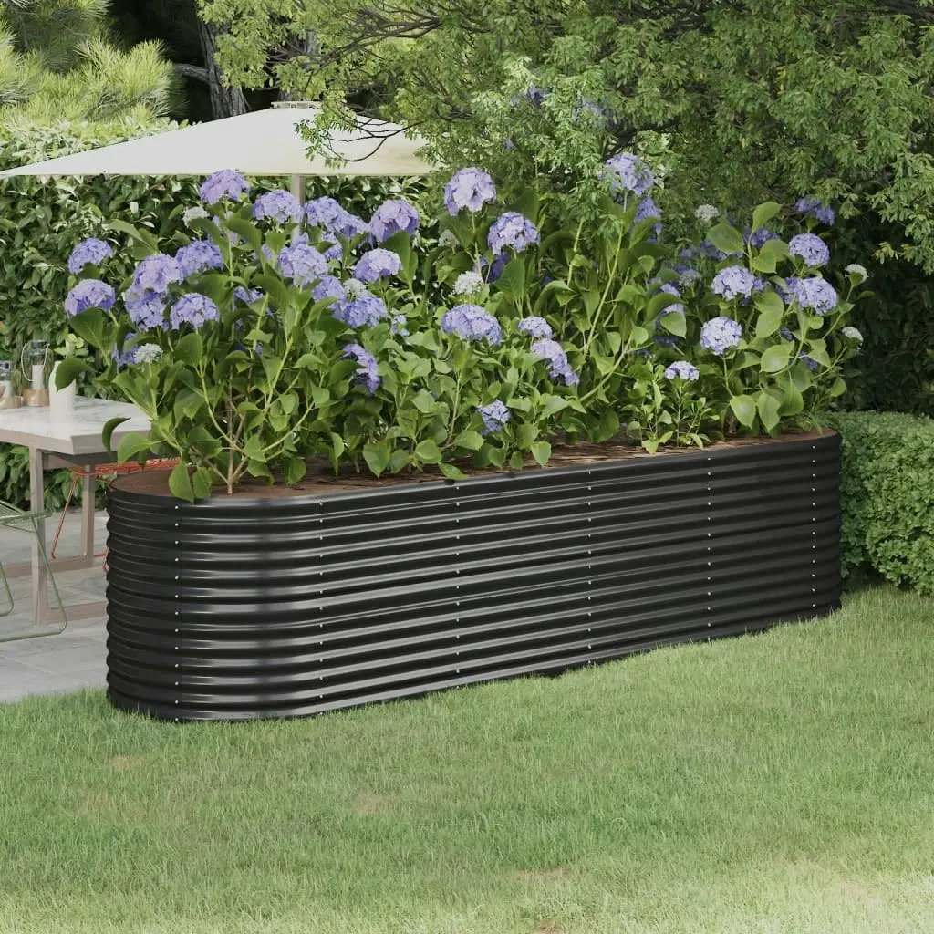 Garden Raised Bed Powder-Coated Steel 296x80x68 cm Anthracite 318961