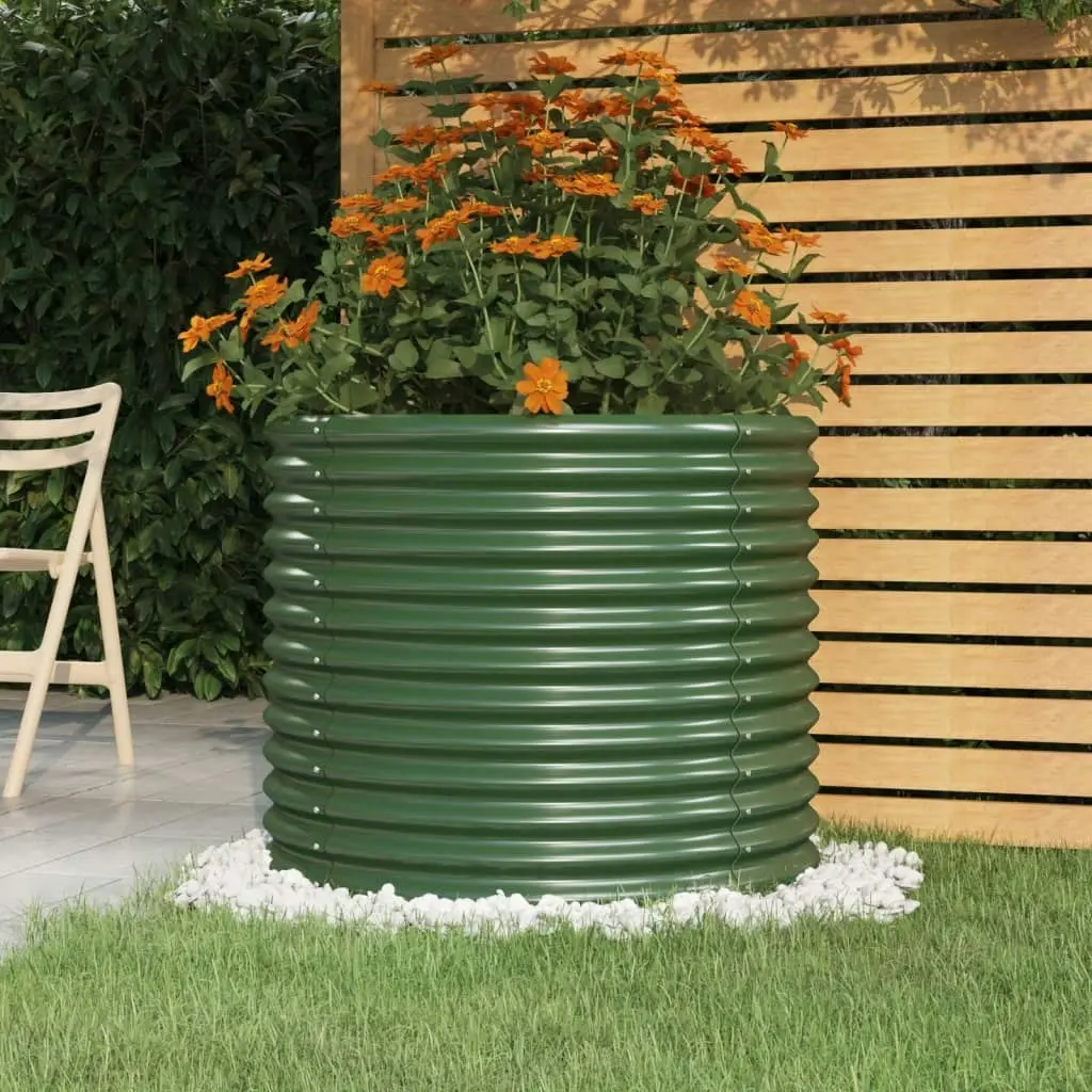 Garden Planter Powder-coated Steel 80x80x68 cm Green 318858