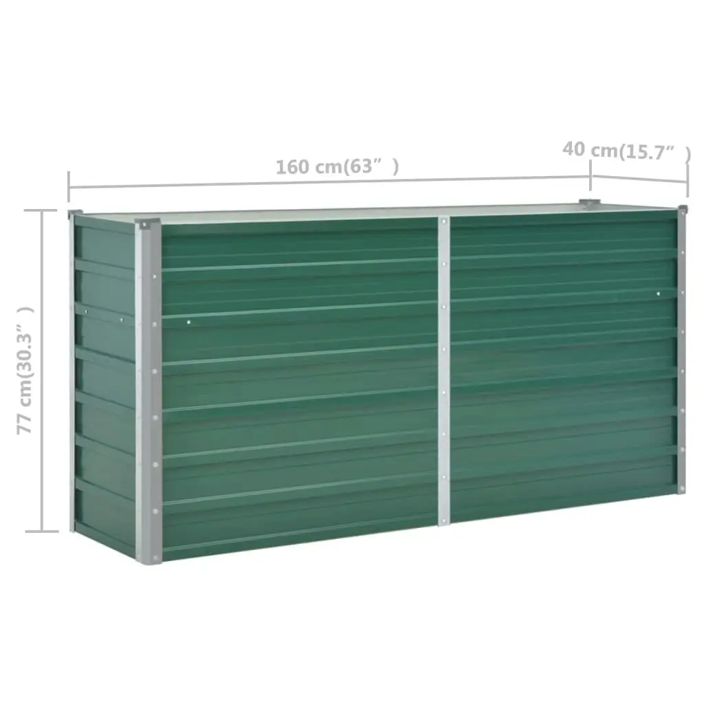 Garden Raised Bed Galvanised Steel 160x40x77 cm Green 44849