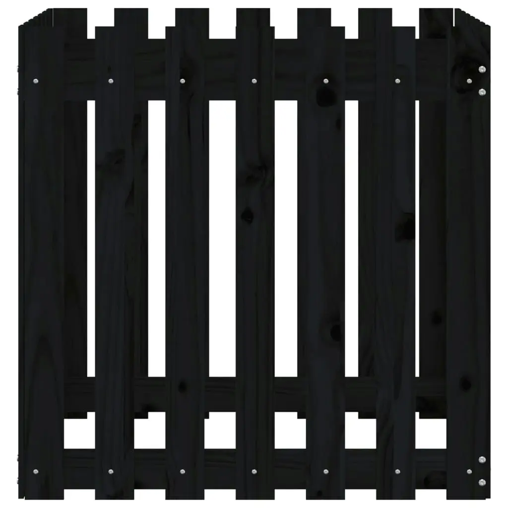 Garden Planter with Fence Design Black 70x70x70 cm Solid Wood Pine 832464