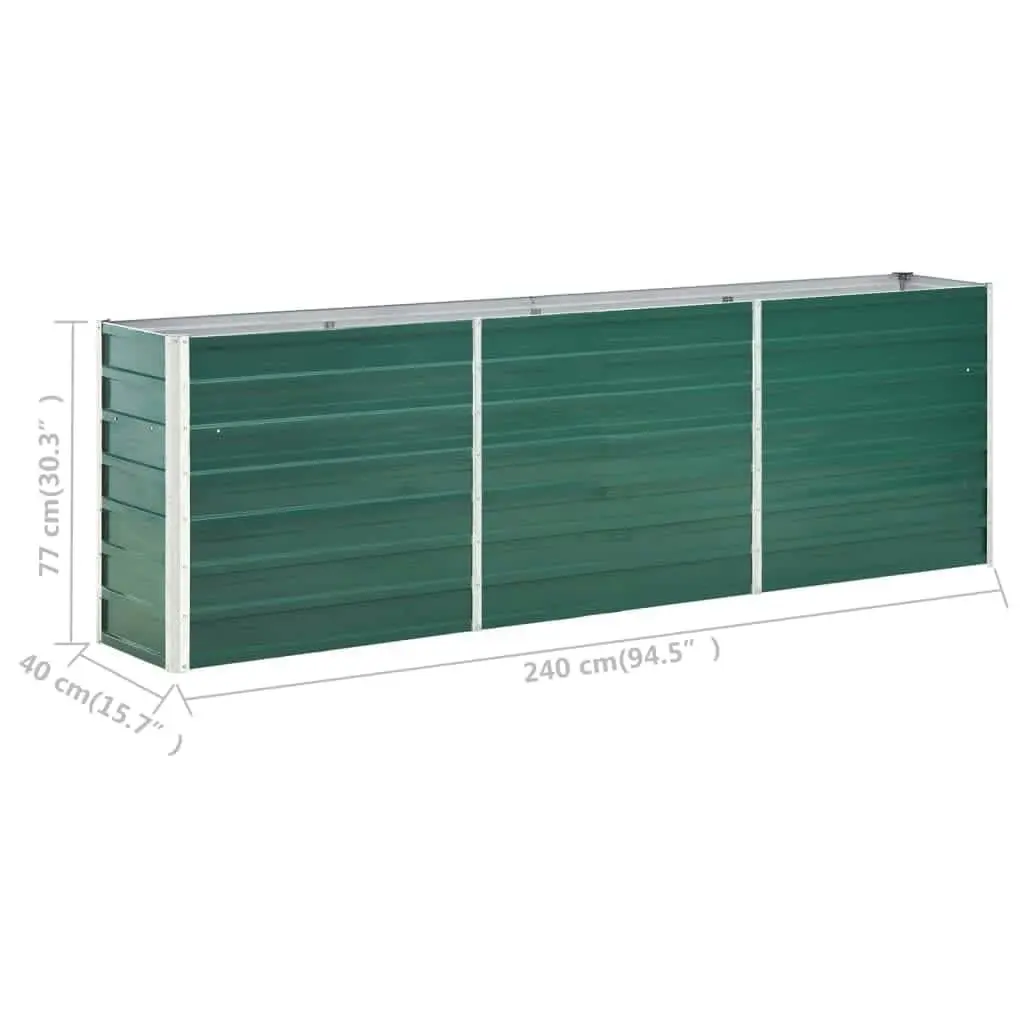 Garden Raised Bed Galvanised Steel 240x40x77 cm Green 47041