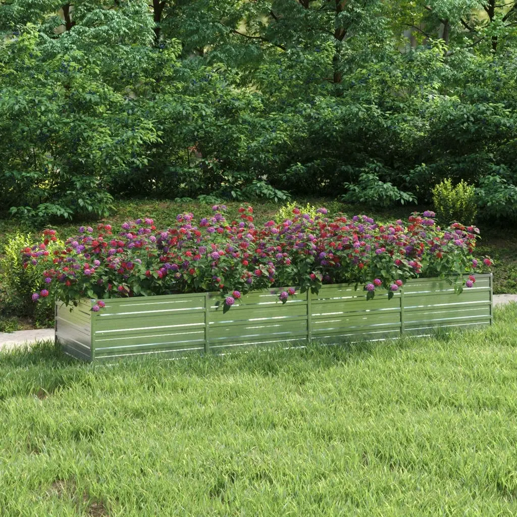 Garden Raised Bed 320x80x45 cm Galvanized Steel Silver 316892