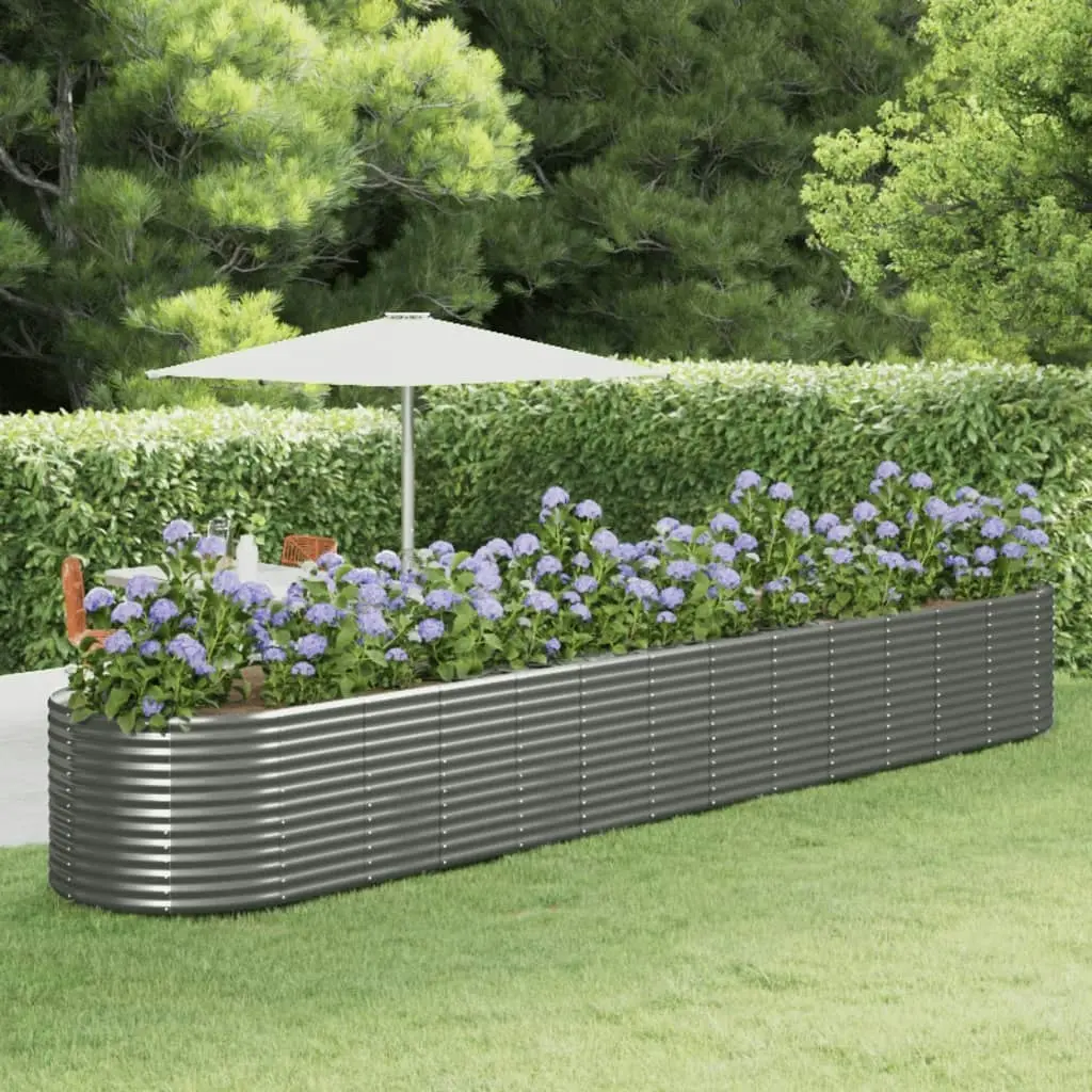 Garden Raised Bed Grey 554x100x68 cm Powder-Coated Steel 319084