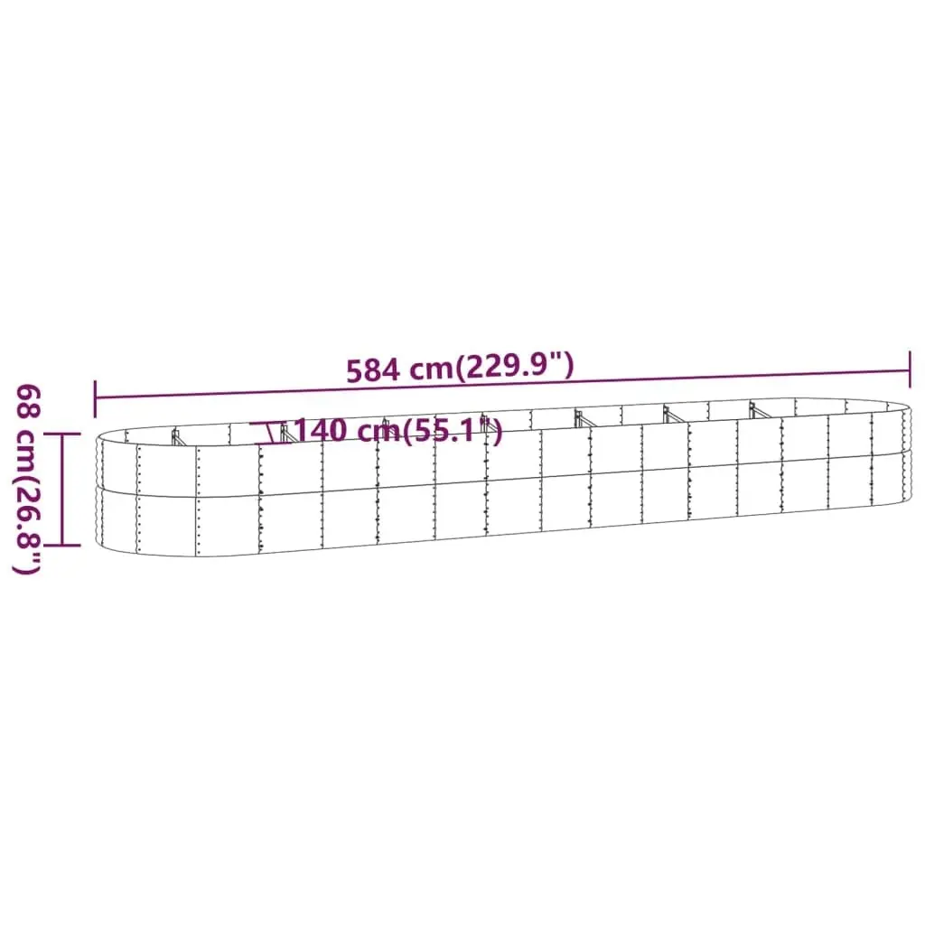 Garden Raised Bed Powder-Coated Steel 584x140x68 cm Grey 319119