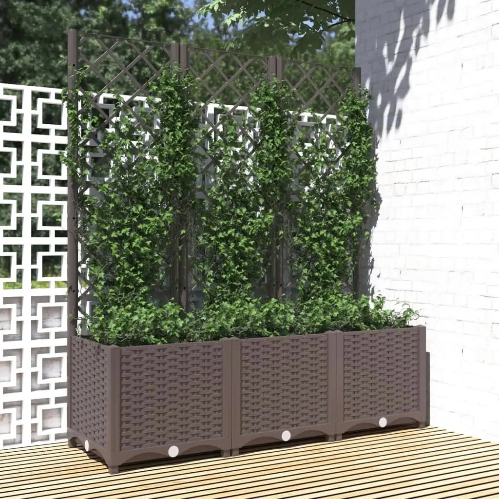 Garden Planter with Trellis Brown 120x40x136 cm PP 318263