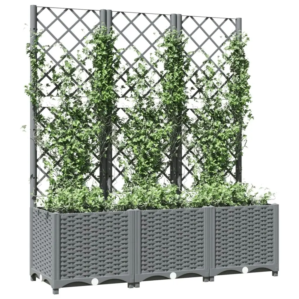 Garden Planter with Trellis Light Grey 120x40x136 cm PP 153274