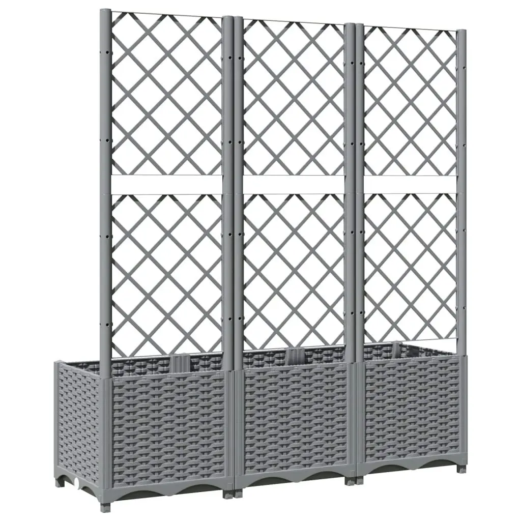 Garden Planter with Trellis Light Grey 120x40x136 cm PP 153274