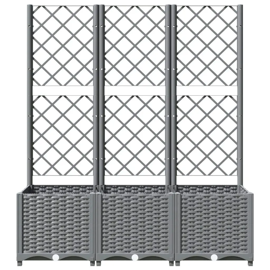 Garden Planter with Trellis Light Grey 120x40x136 cm PP 153274