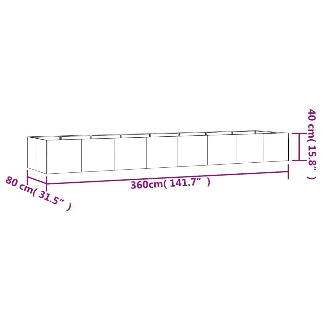 Garden Raised Bed 360x80x40 cm Corten Steel 824535