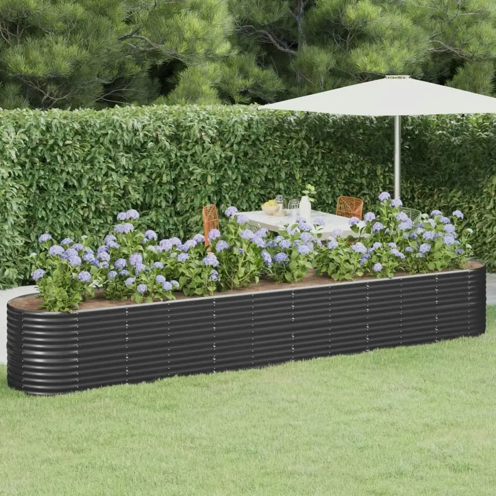 Garden Raised Bed Powder-coated Steel 440x80x68 cm Anthracite 318971