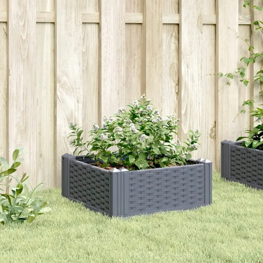 Garden Planter with Pegs Grey 42.5x42.5x28.5 cm PP 368004