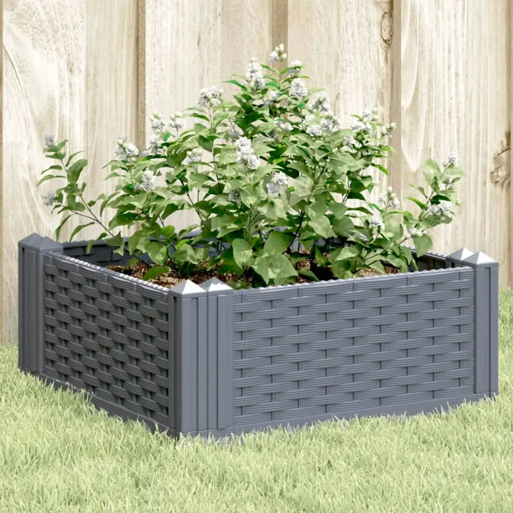 Garden Planter with Pegs Grey 42.5x42.5x28.5 cm PP 368004