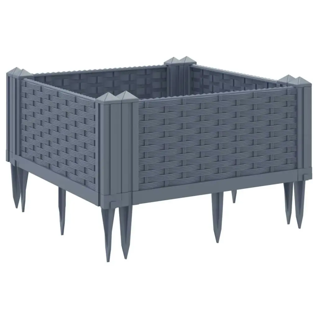 Garden Planter with Pegs Grey 42.5x42.5x28.5 cm PP 368004