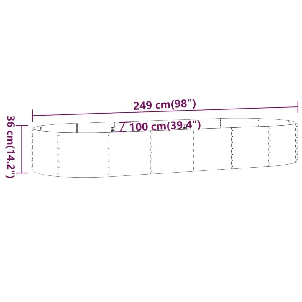 Garden Raised Bed Powder-Coated Steel 249x100x36 cm Grey 318994