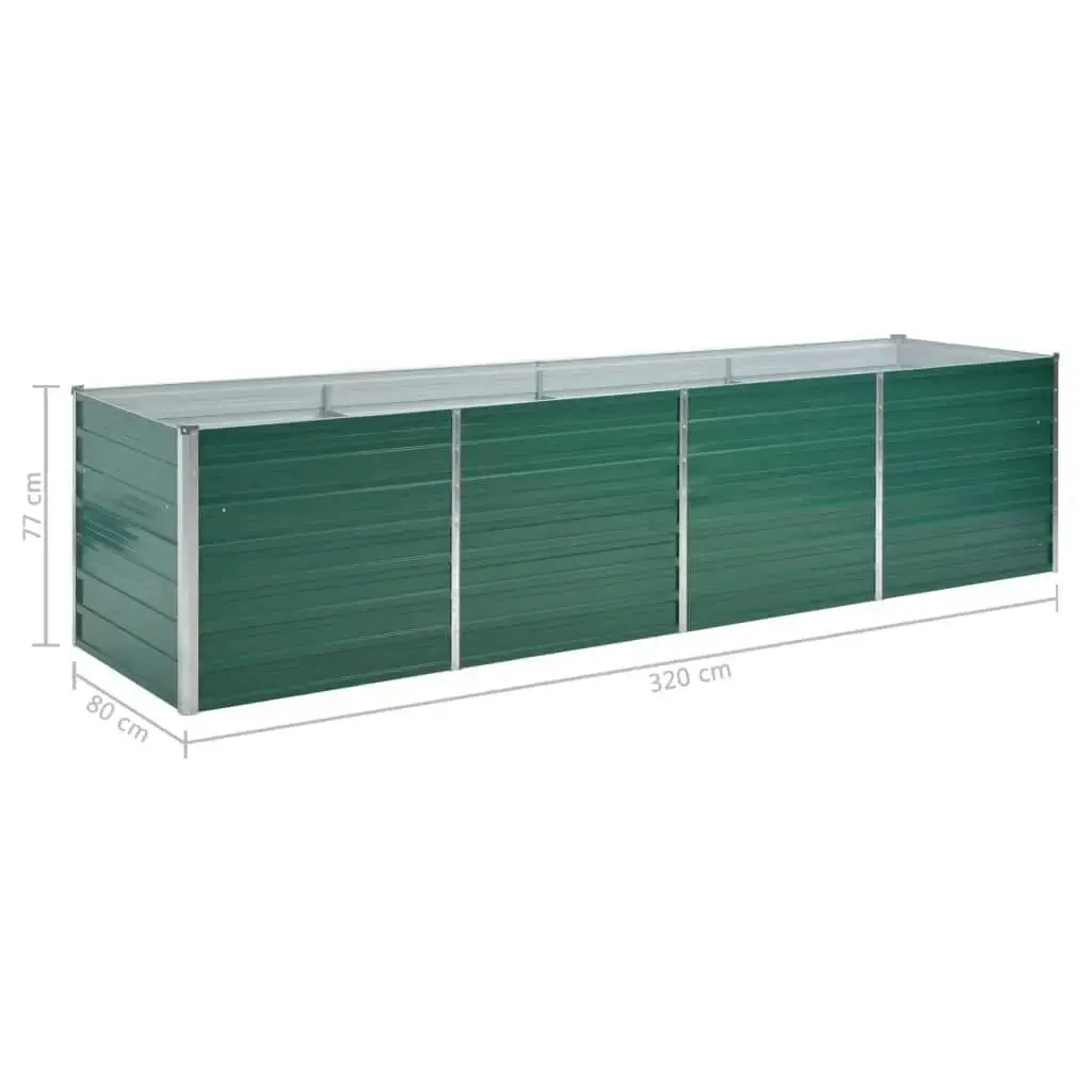 Garden Raised Bed Galvanised Steel 320x80x77 cm Green 44845