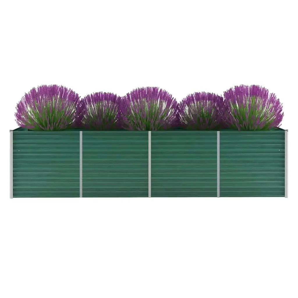 Garden Raised Bed Galvanised Steel 320x80x77 cm Green 44845