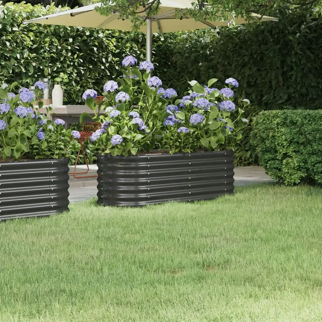 Garden Raised Bed Powder-Coated Steel 114x40x36 cm Anthracite 318866