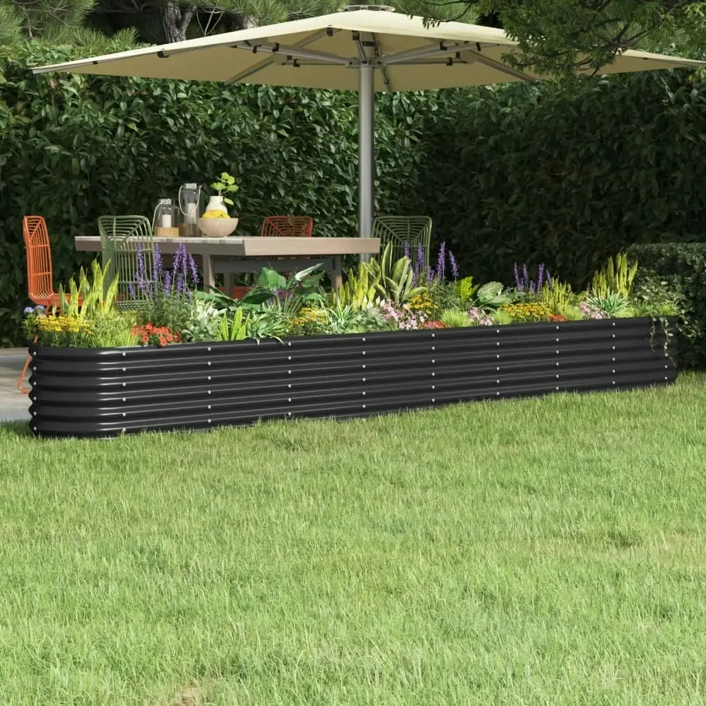 Garden Raised Bed Powder-coated Steel 332x40x36 cm Anthracite 318886