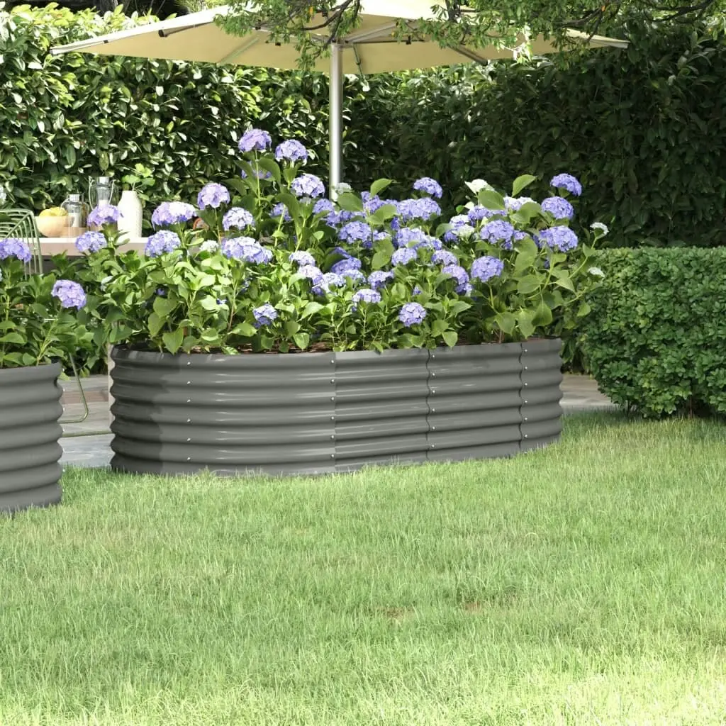 Garden Raised Bed Powder-Coated Steel 152x80x36 cm Grey 318914