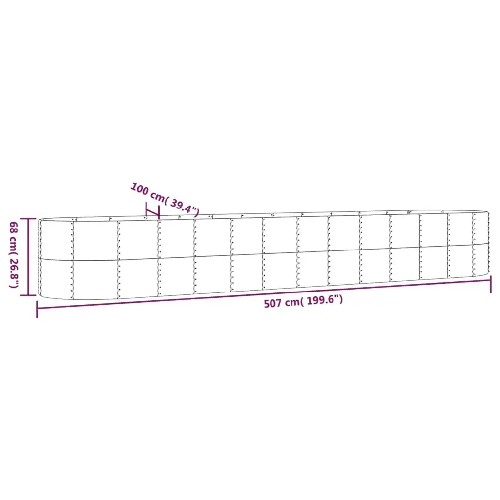 Garden Raised Bed Powder-Coated Steel 507x100x68 cm Grey 319079