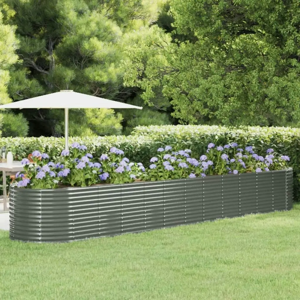 Garden Raised Bed Powder-Coated Steel 507x100x68 cm Grey 319079