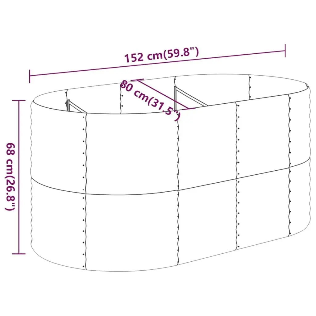 Garden Raised Bed Powder-Coated Steel 152x80x68 cm Grey 318949