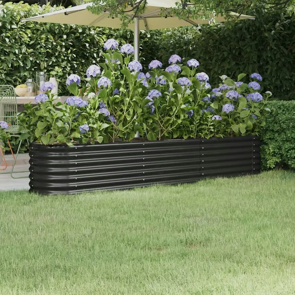 Garden Raised Bed Powder-coated Steel 224x40x36 cm Anthracite 318876