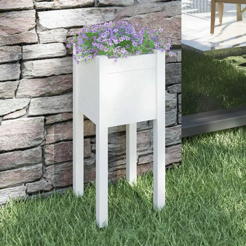 Garden Planter White 31x31x70 cm Solid Pinewood 810781