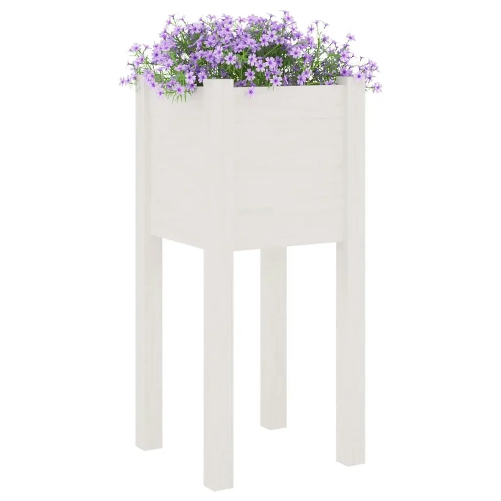 Garden Planter White 31x31x70 cm Solid Pinewood 810781